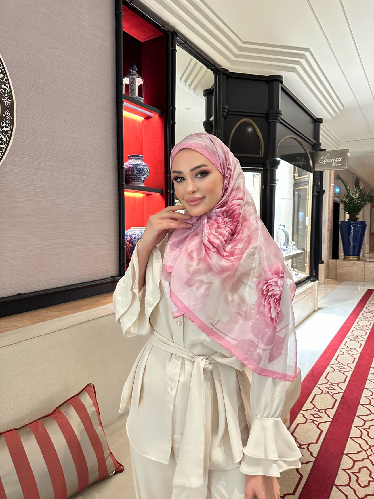 Flora Vual İpek Şal 10100 - Pamuk Şekeri - Görsel 2