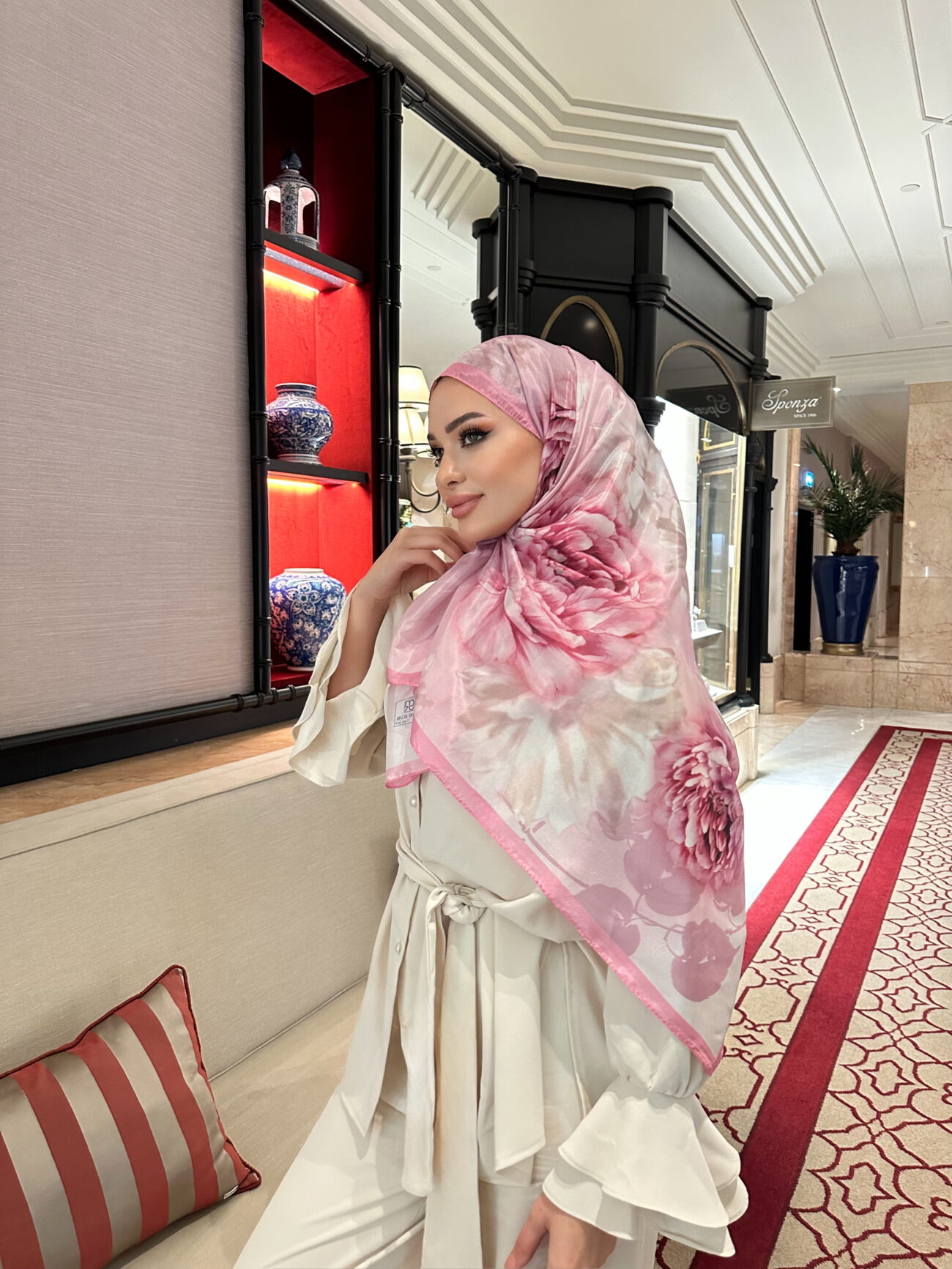 Flora Vual İpek Şal 10100 - Pamuk Şekeri