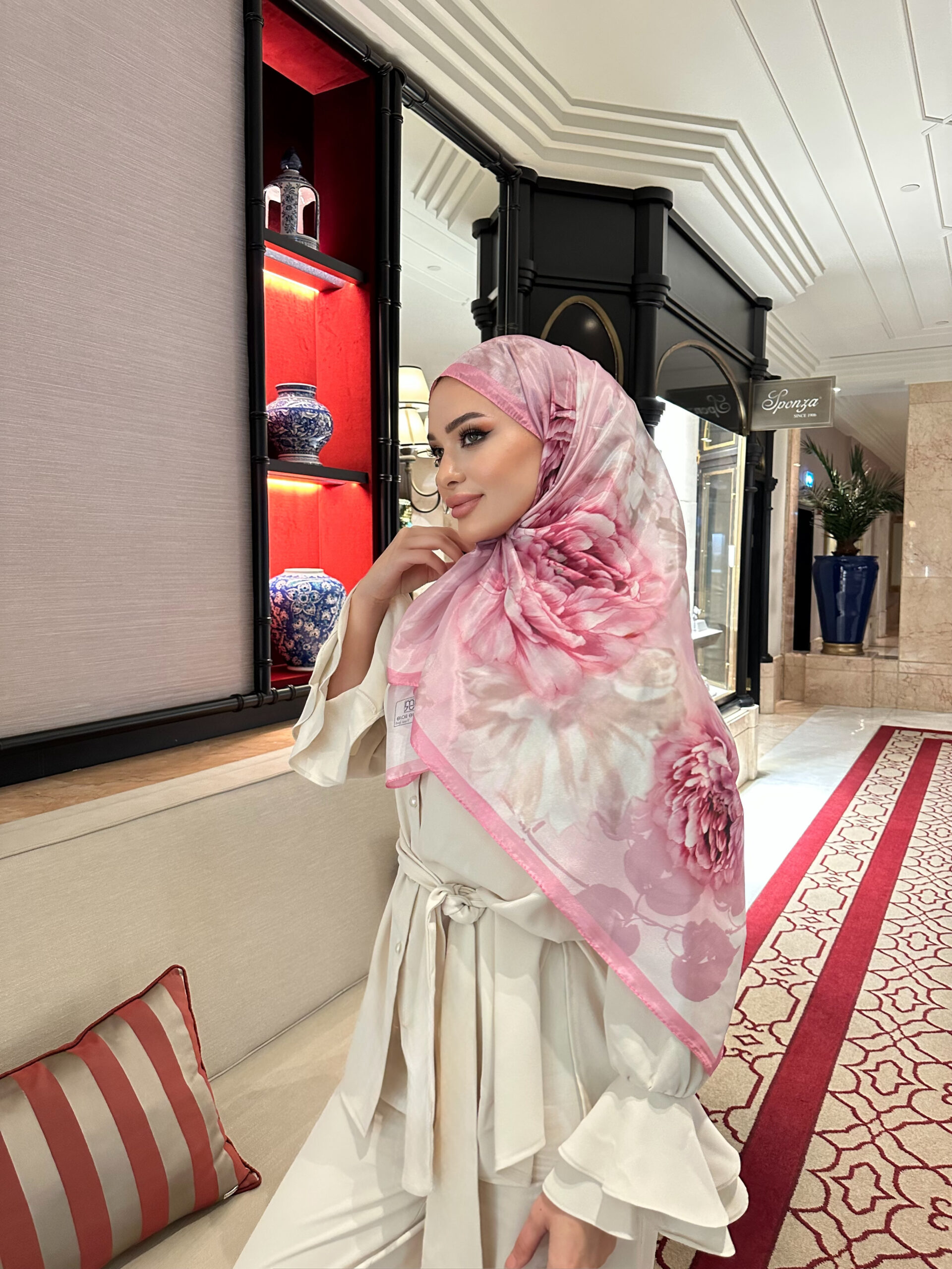 Flora Vual İpek Şal 10100 - Pamuk Şekeri