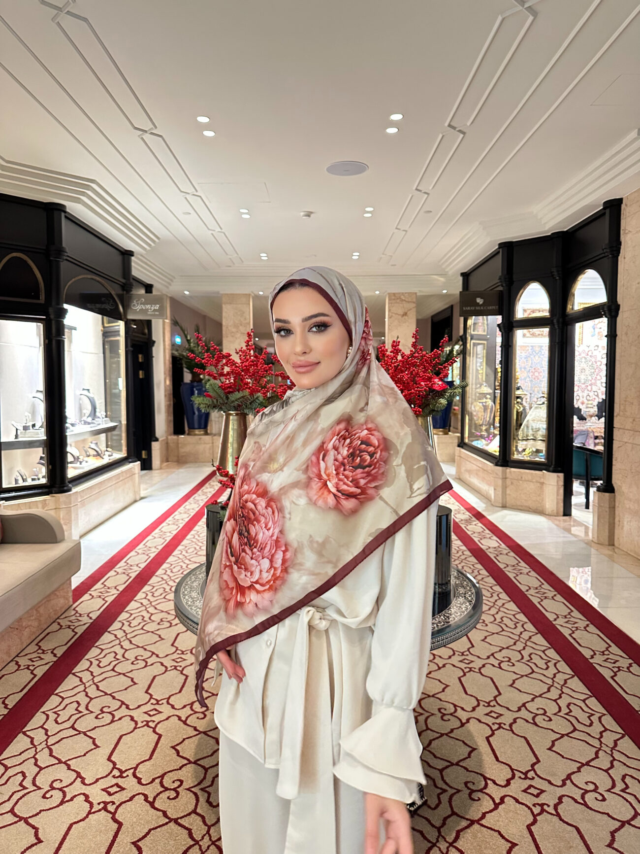 Flora Vual İpek Şal 10100 - Bordo