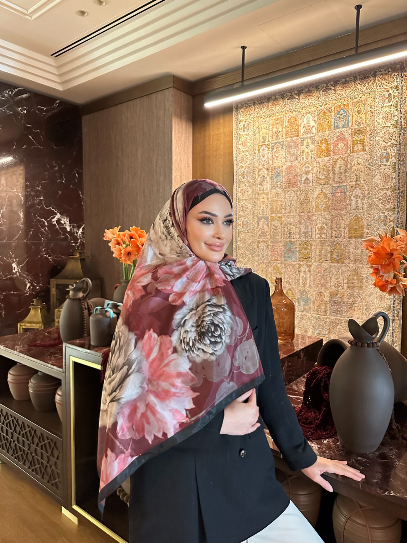 Flora Vual İpek Şal 10100 - Vişne Çürüğü