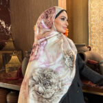 Flora Vual İpek Şal 10100 - Siyah Pembe