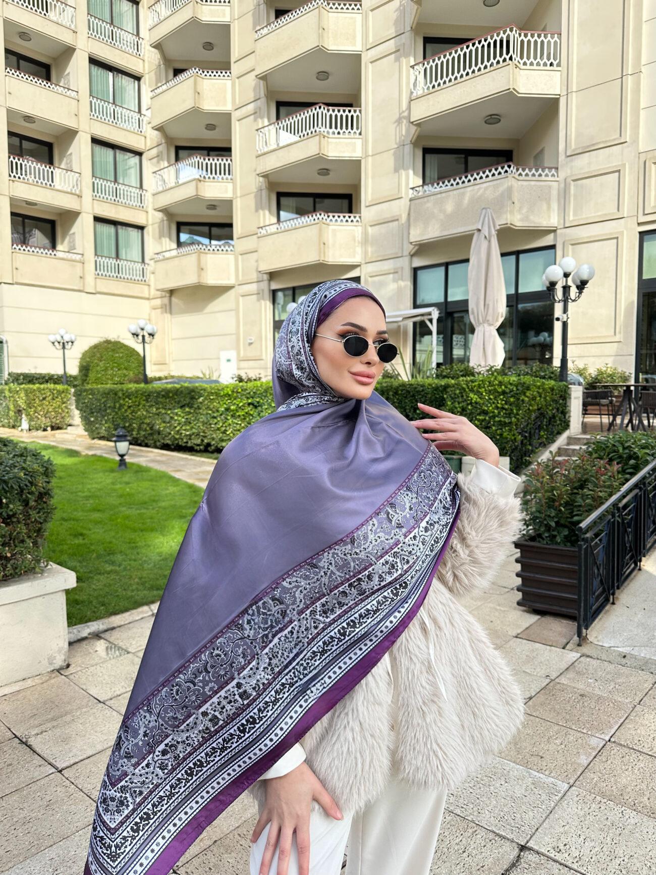 Çini Rüyası Vual İpek Şal 10101 - Mürdüm - Görsel 3