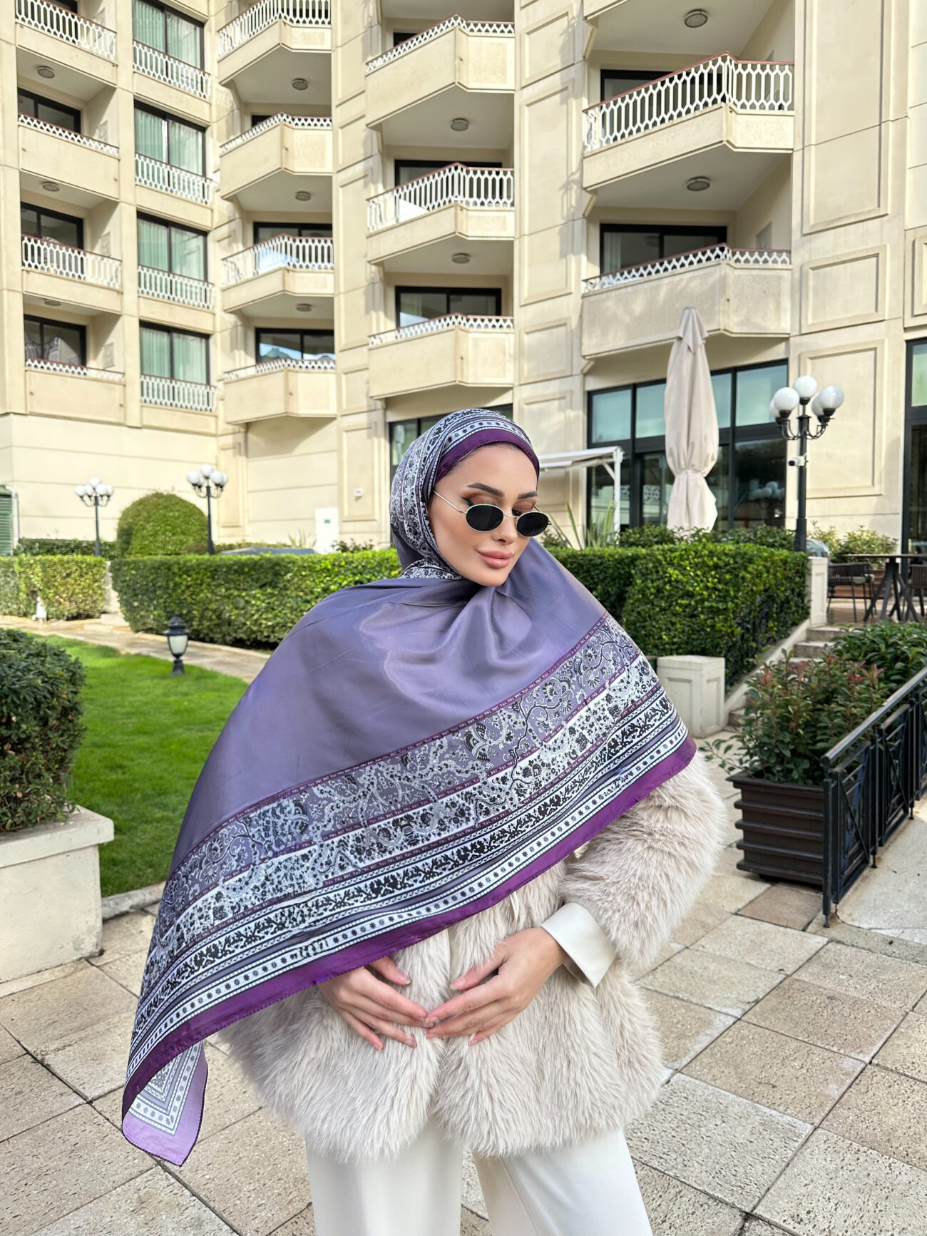 Çini Rüyası Vual İpek Şal 10101 - Mürdüm