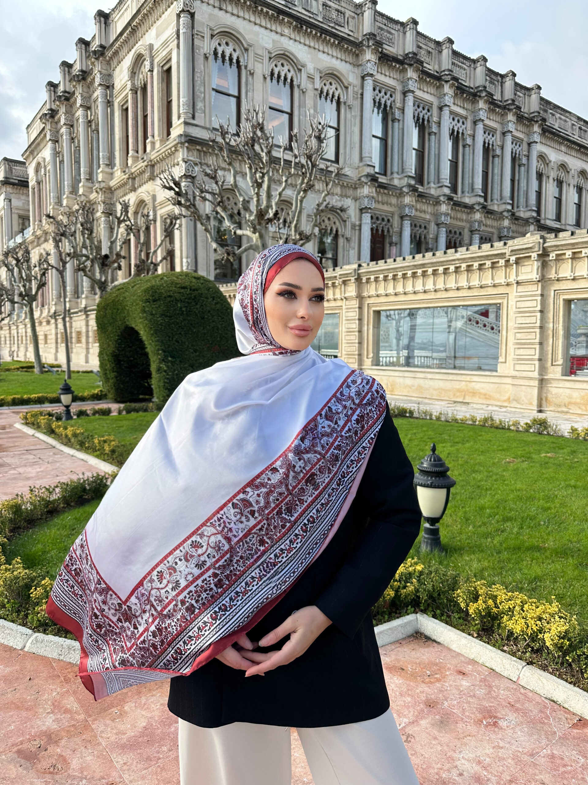 Çini Rüyası Vual İpek Şal 10101 - Kırmızı