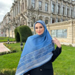 Çini Rüyası Vual İpek Şal 10101 - Duman Mavisi