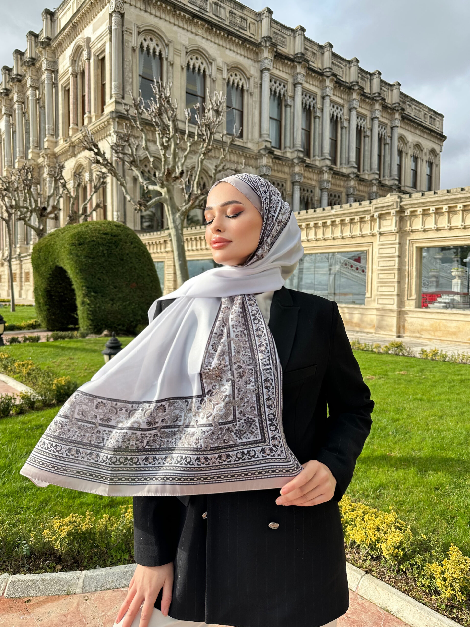 Çini Rüyası Vual İpek Şal 10101 - Vizon