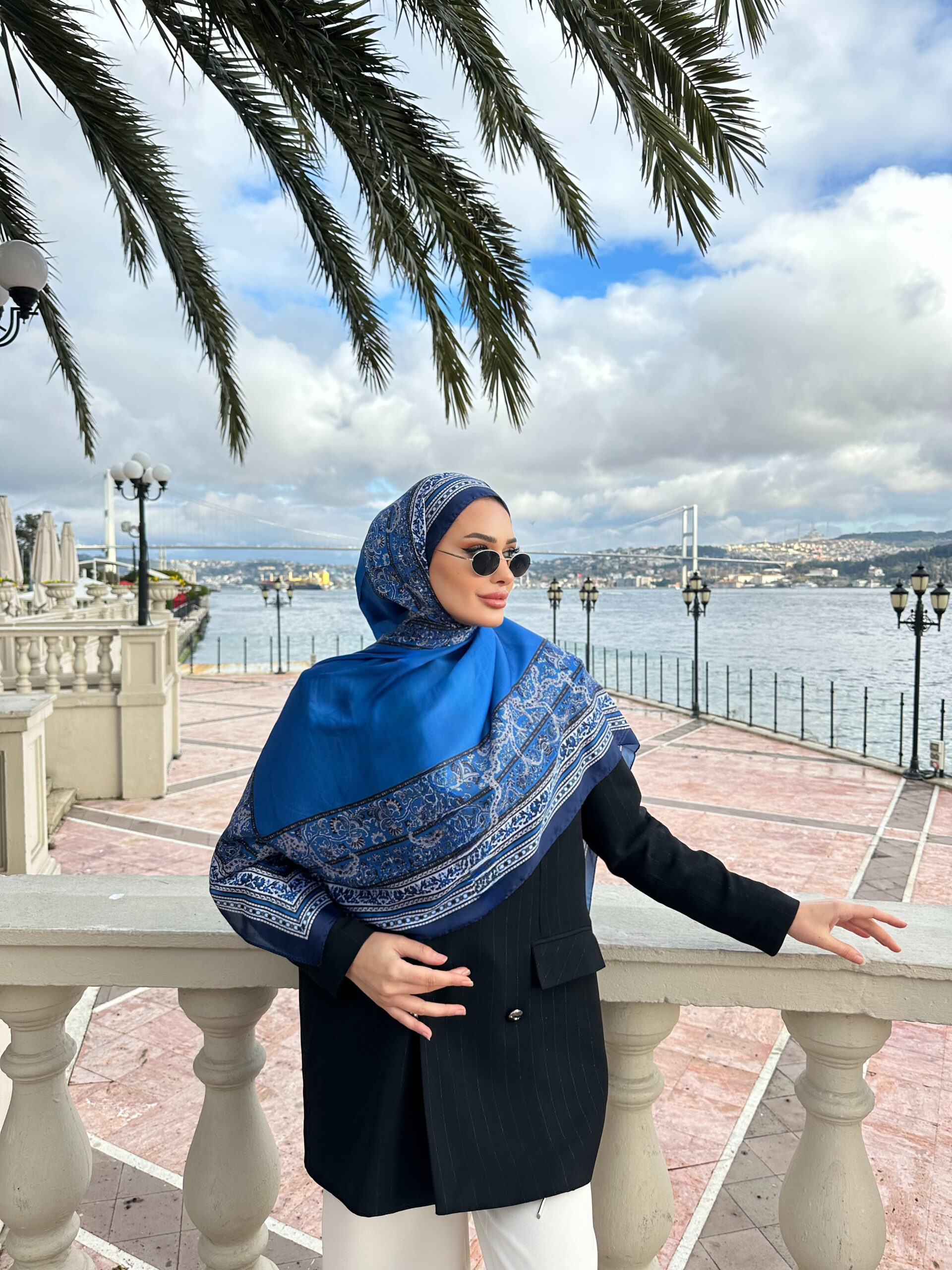 Çini Rüyası Vual İpek Şal 10101 - Saks