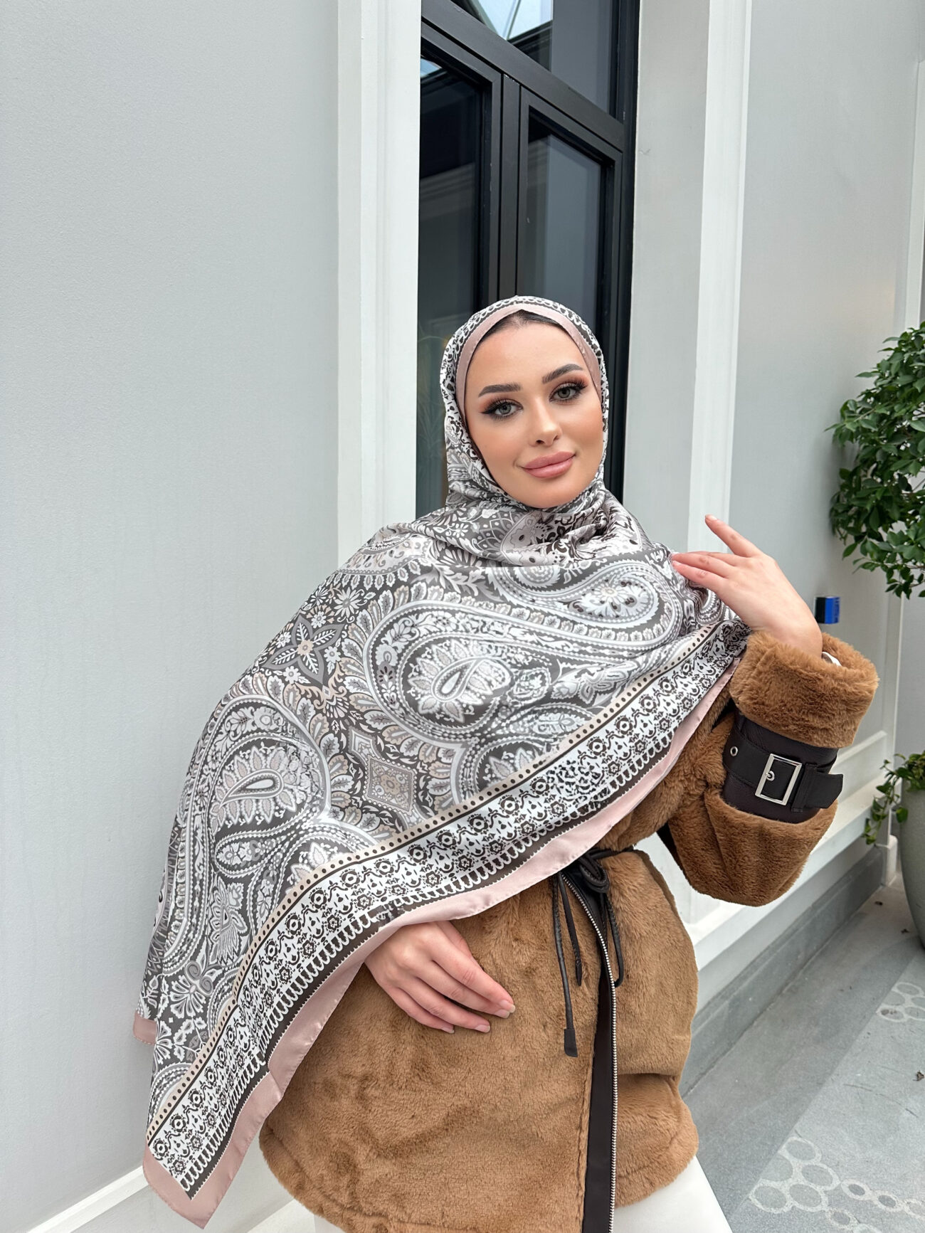 Şehzade Vual İpek Şal 10102 - Koyu Pudra