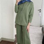 Fermuarlı Basic İkili Takım TK2962  - Haki