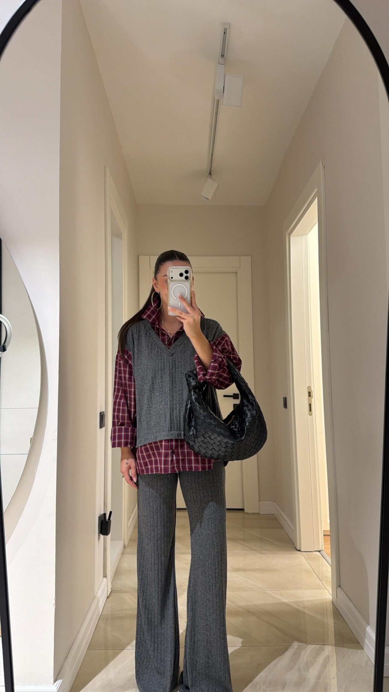 Cosy Gömlek Detaylı Triko Pantolon Takım-Antrasit - Görsel 2