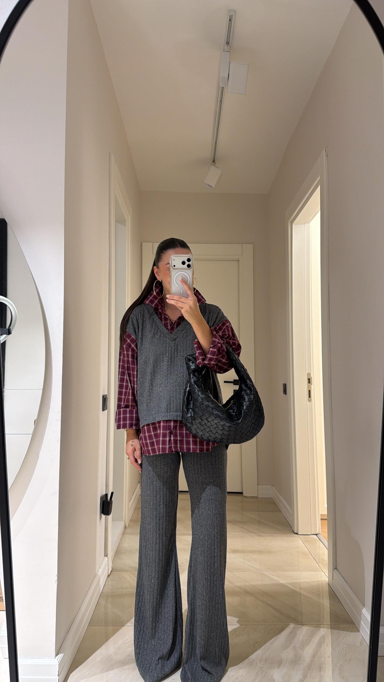 Cosy Gömlek Detaylı Triko Pantolon Takım-Antrasit - Görsel 5