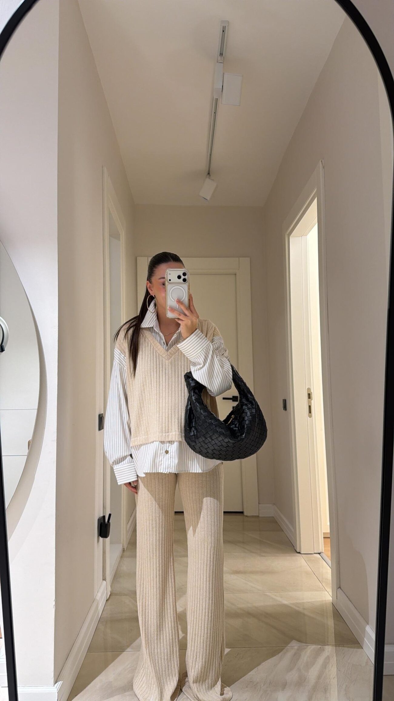 Cosy Gömlek Detaylı Triko Pantolon Takım-Bej - Görsel 4