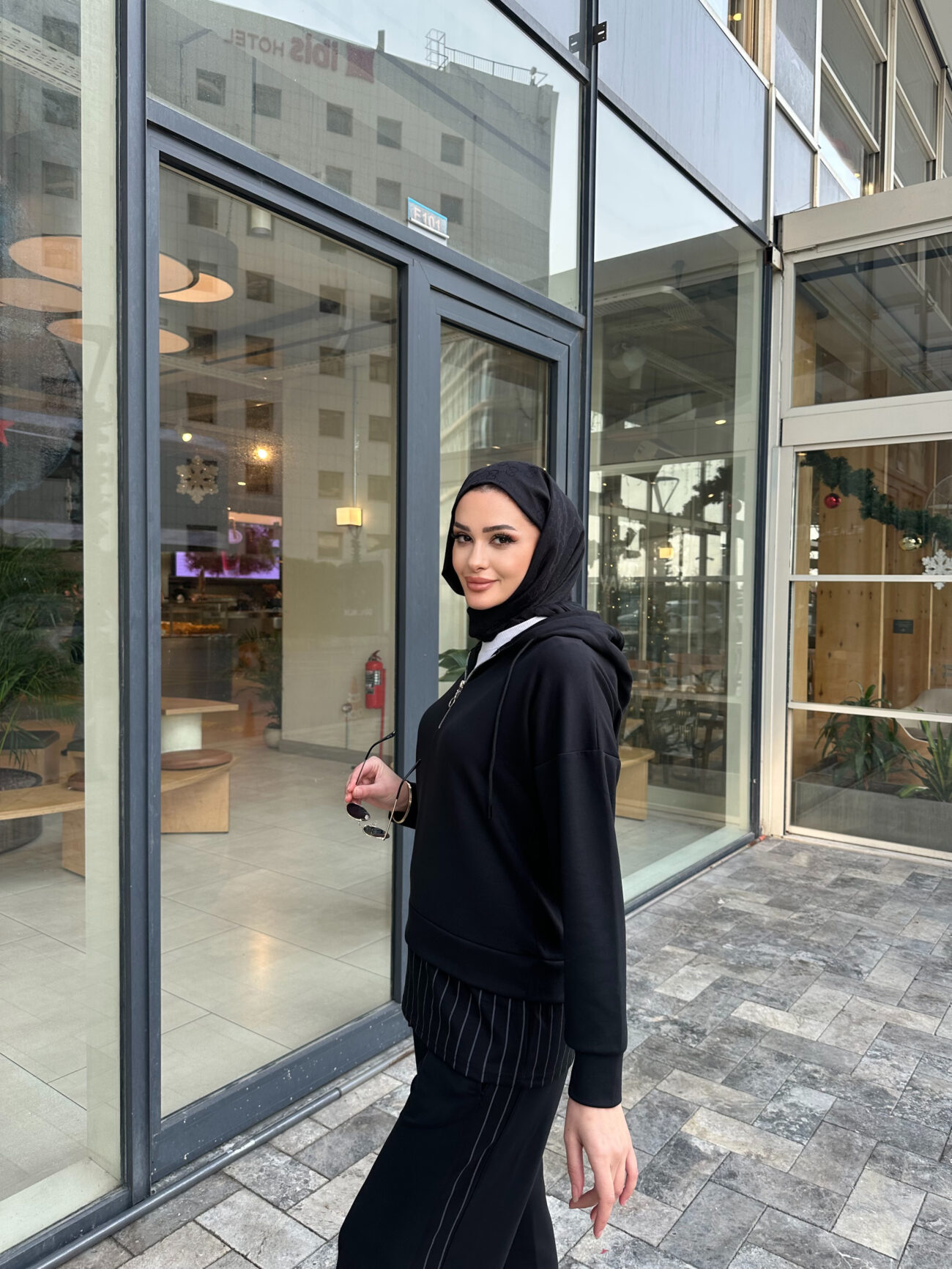 Premium Oysho Kumaş Çizgili İkili Takım - Siyah - Görsel 6