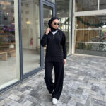 Premium Oysho Kumaş Çizgili İkili Takım - Siyah