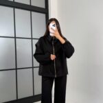 Netvork Paraşüt Detaylı Ön Fermuarlı Takım - Siyah