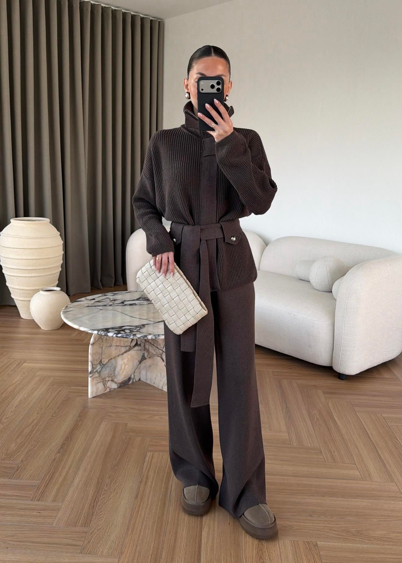 Dlvn Triko İkili Takım - Kahve