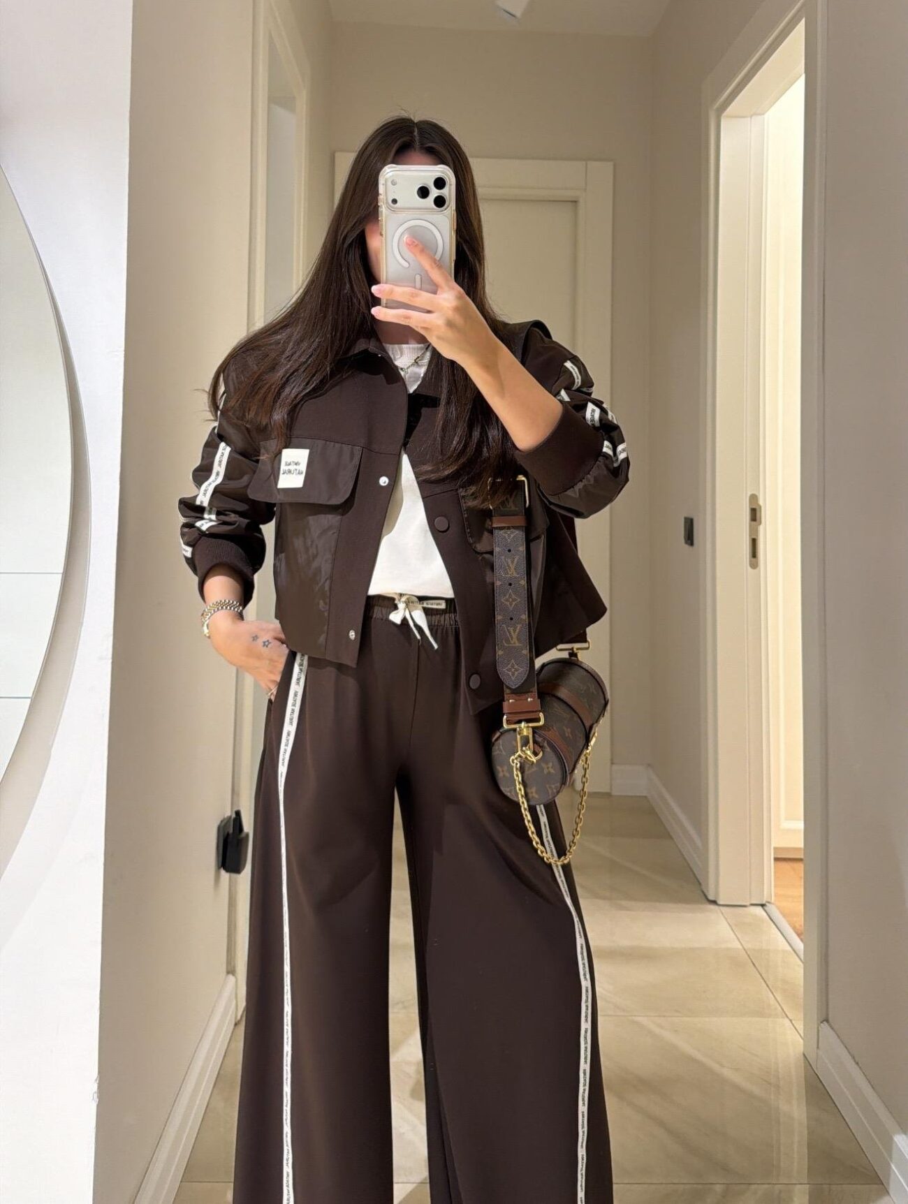 Twst Paraşüt Kol Detaylı Garnili İkili Takım- Kahve - Görsel 6