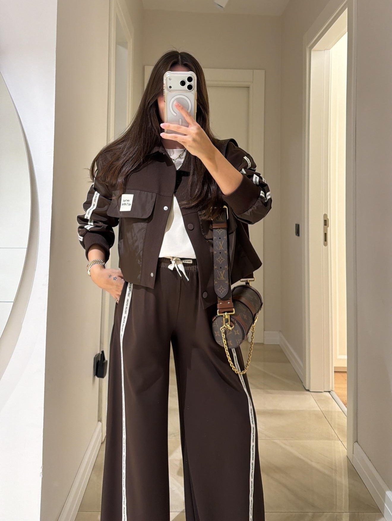 Twst Paraşüt Kol Detaylı Garnili İkili Takım- Kahve - Görsel 6