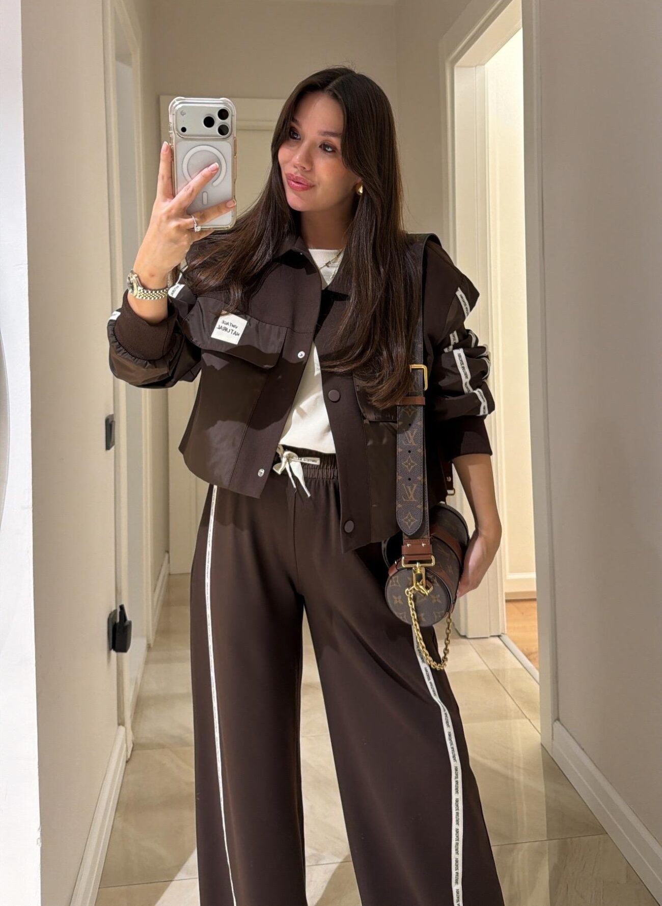 Twst Paraşüt Kol Detaylı Garnili İkili Takım- Kahve - Görsel 4