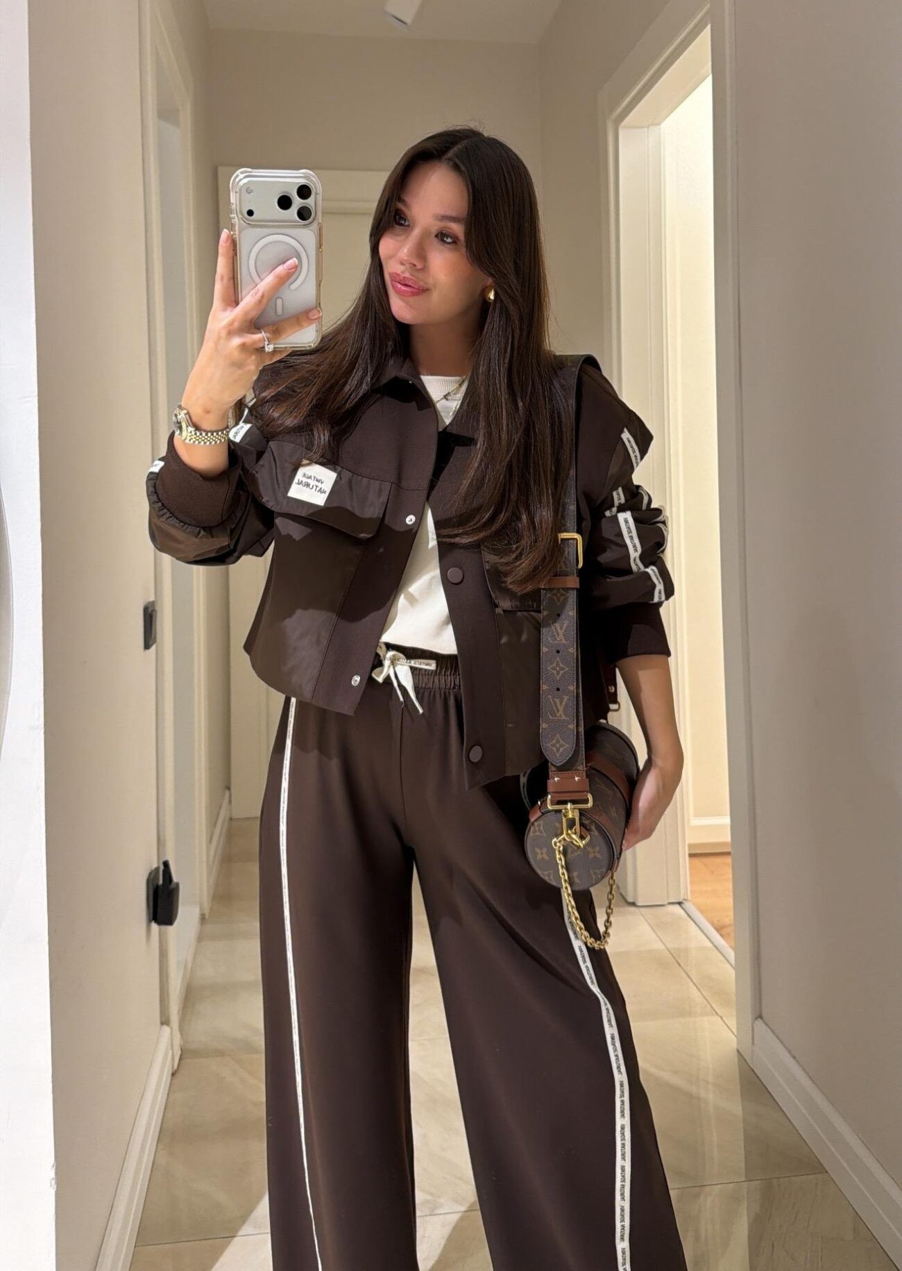 Twst Paraşüt Kol Detaylı Garnili İkili Takım- Kahve - Görsel 3