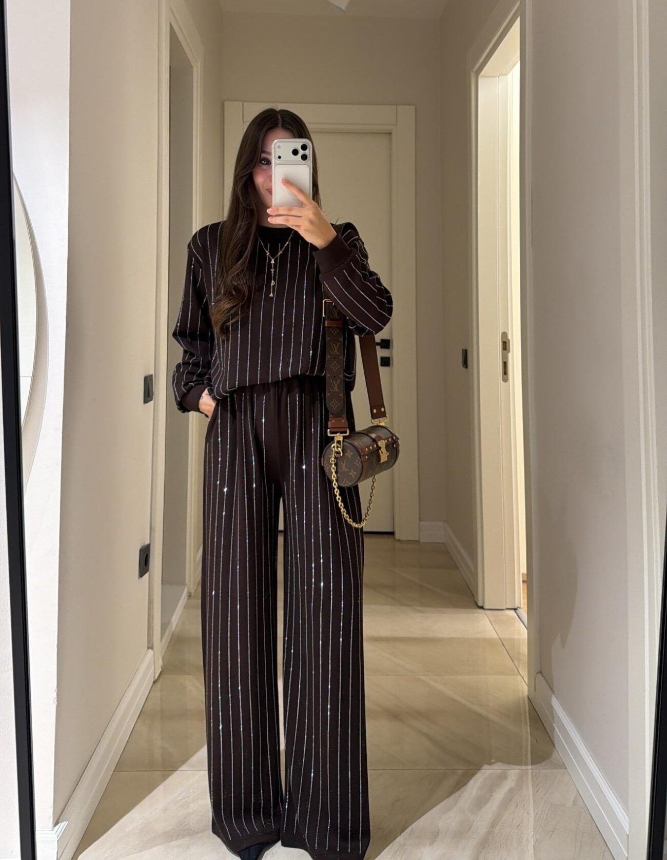 Taşlı İkili Takım - Kahve