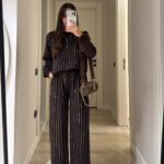 Taşlı İkili Takım - Kahve