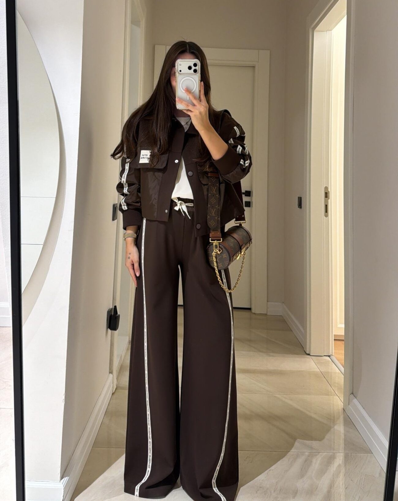 Twst Paraşüt Kol Detaylı Garnili İkili Takım- Kahve - Görsel 2