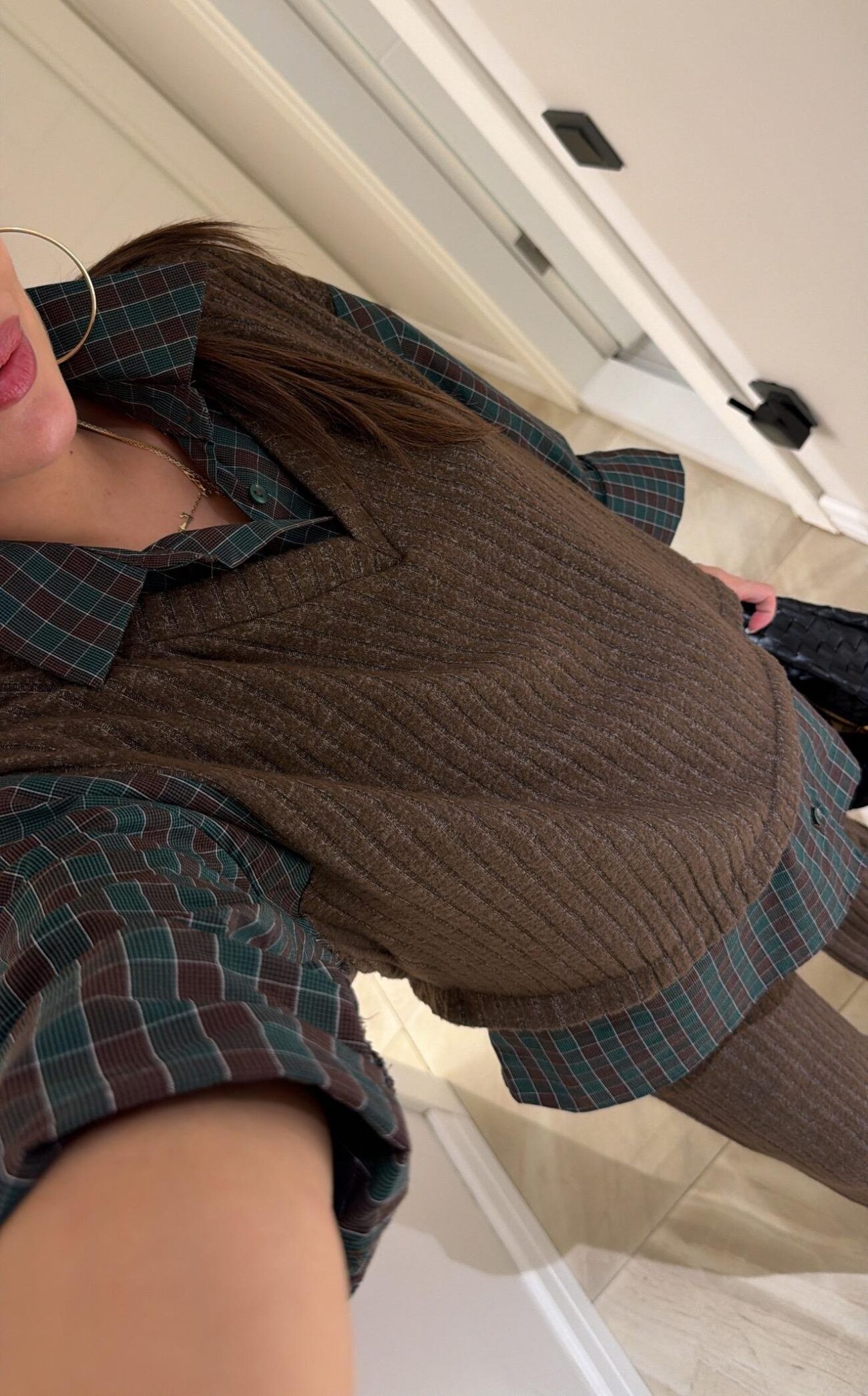 Cosy Gömlek Detaylı Triko Pantolon Takım-Kahve - Görsel 2