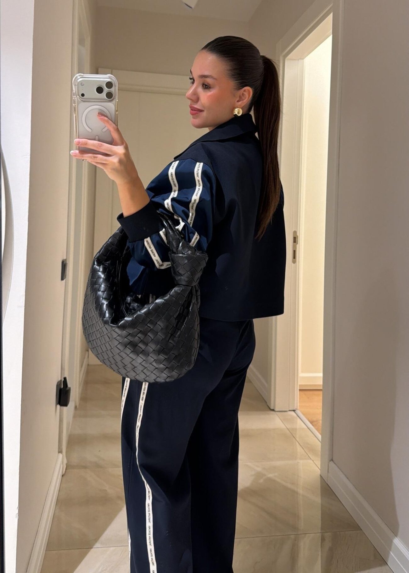 Twst Paraşüt Kol Detaylı Garnili İkili Takım- Lacivert - Görsel 3