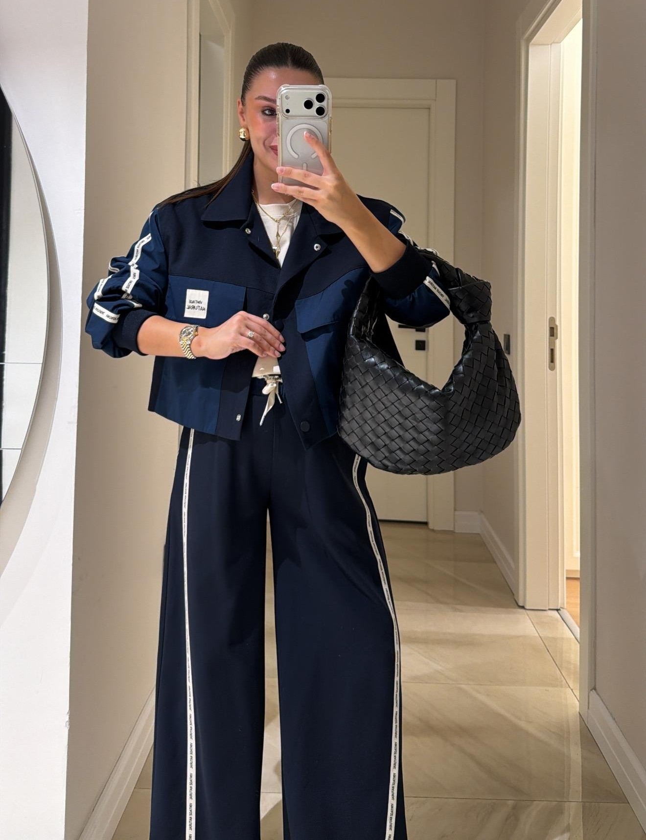 Twst Paraşüt Kol Detaylı Garnili İkili Takım- Lacivert - Görsel 6