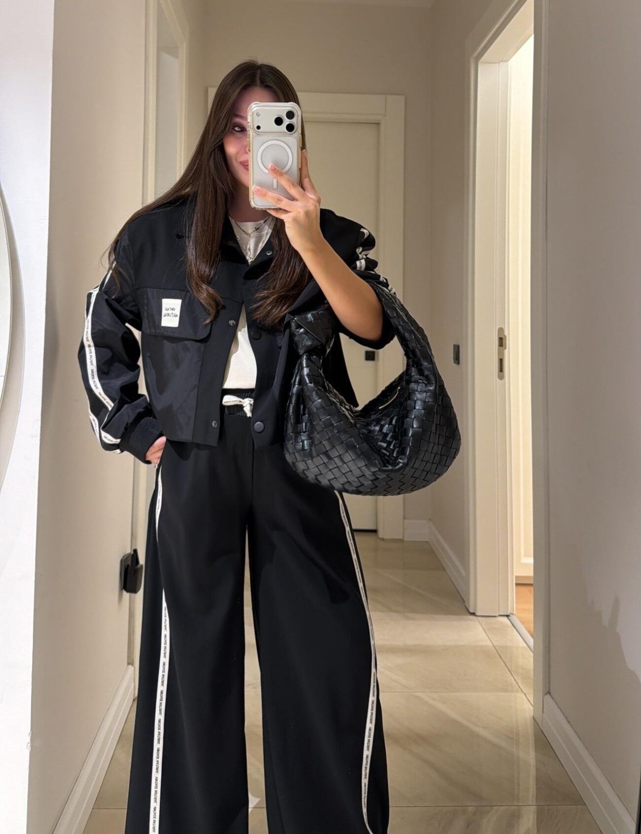 Twst Paraşüt Kol Detaylı Garnili İkili Takım- Siyah - Görsel 3