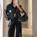 Twst Paraşüt Kol Detaylı Garnili İkili Takım- Siyah