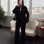 Premium Fermuarlı Basic İkili Takım TK2962  -Siyah