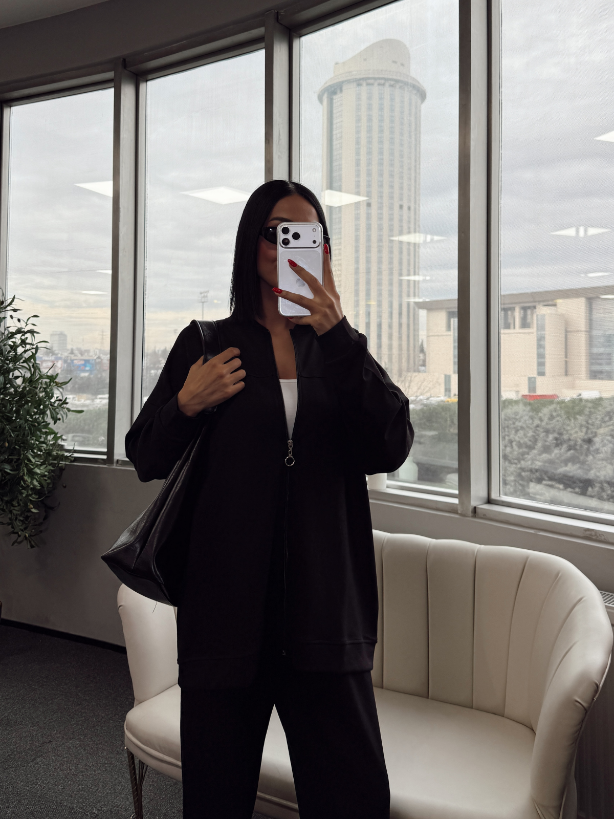 Fermuarlı Basic İkili Takım BÜYÜK BEDEN TK2962 -Siyah