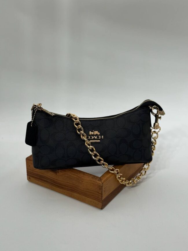 Coach monogram zincirli baget siyah çanta