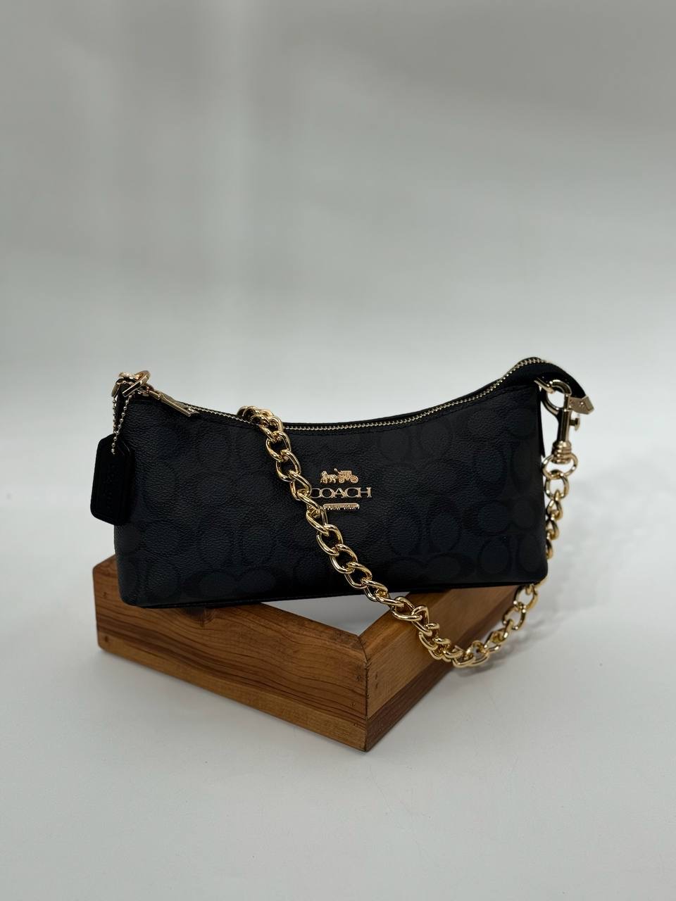 Coach monogram zincirli baget siyah çanta