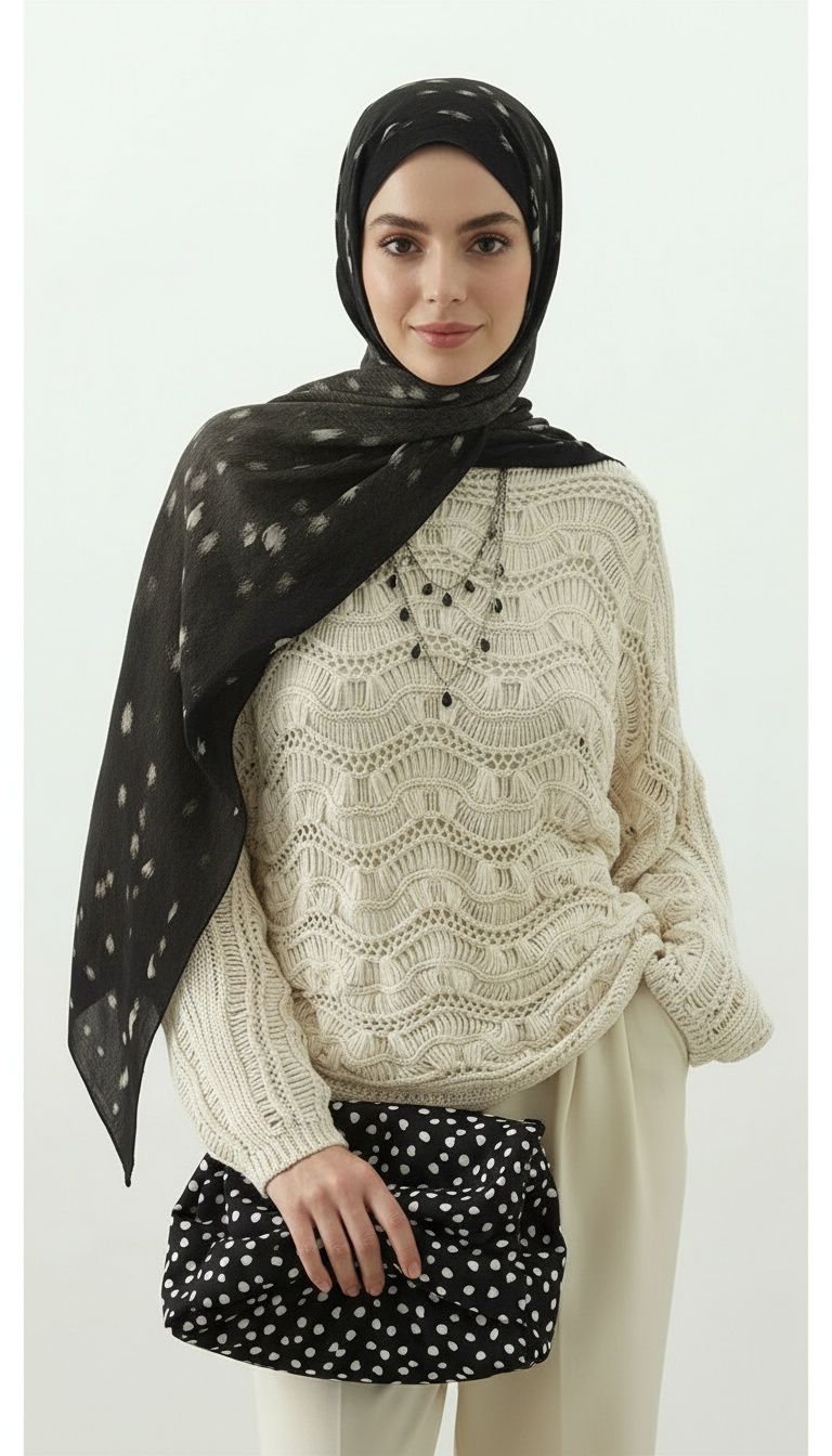 Fawn Ceylan Desen Şal - Siyah - Görsel 2