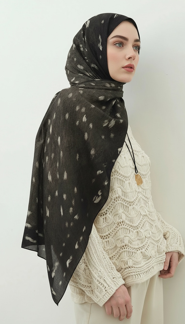 Fawn Ceylan Desen Şal - Siyah