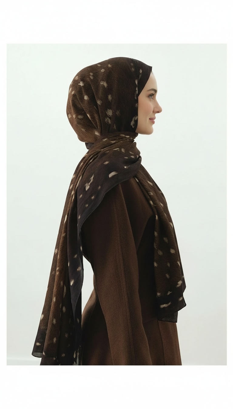 Fawn Ceylan Desen Şal -Kahve - Görsel 4