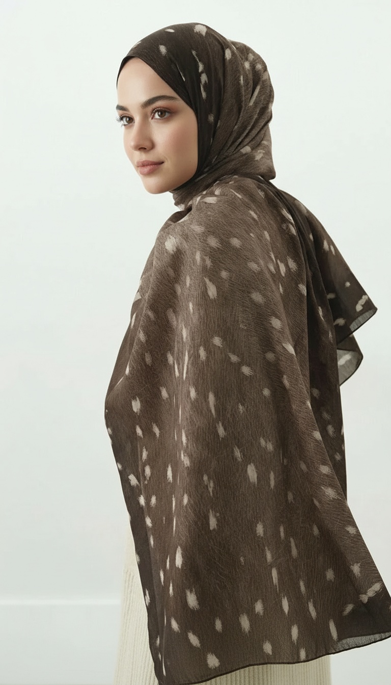 Fawn Ceylan Desen Şal - Vizon