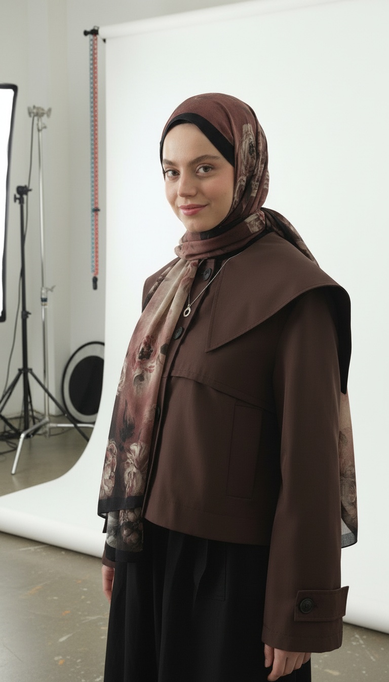 Marıelle Desenli Pamuk Şal - Siyah - Görsel 5