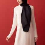 Dama Desen Siyah Naia Pamuk Şal 70x200