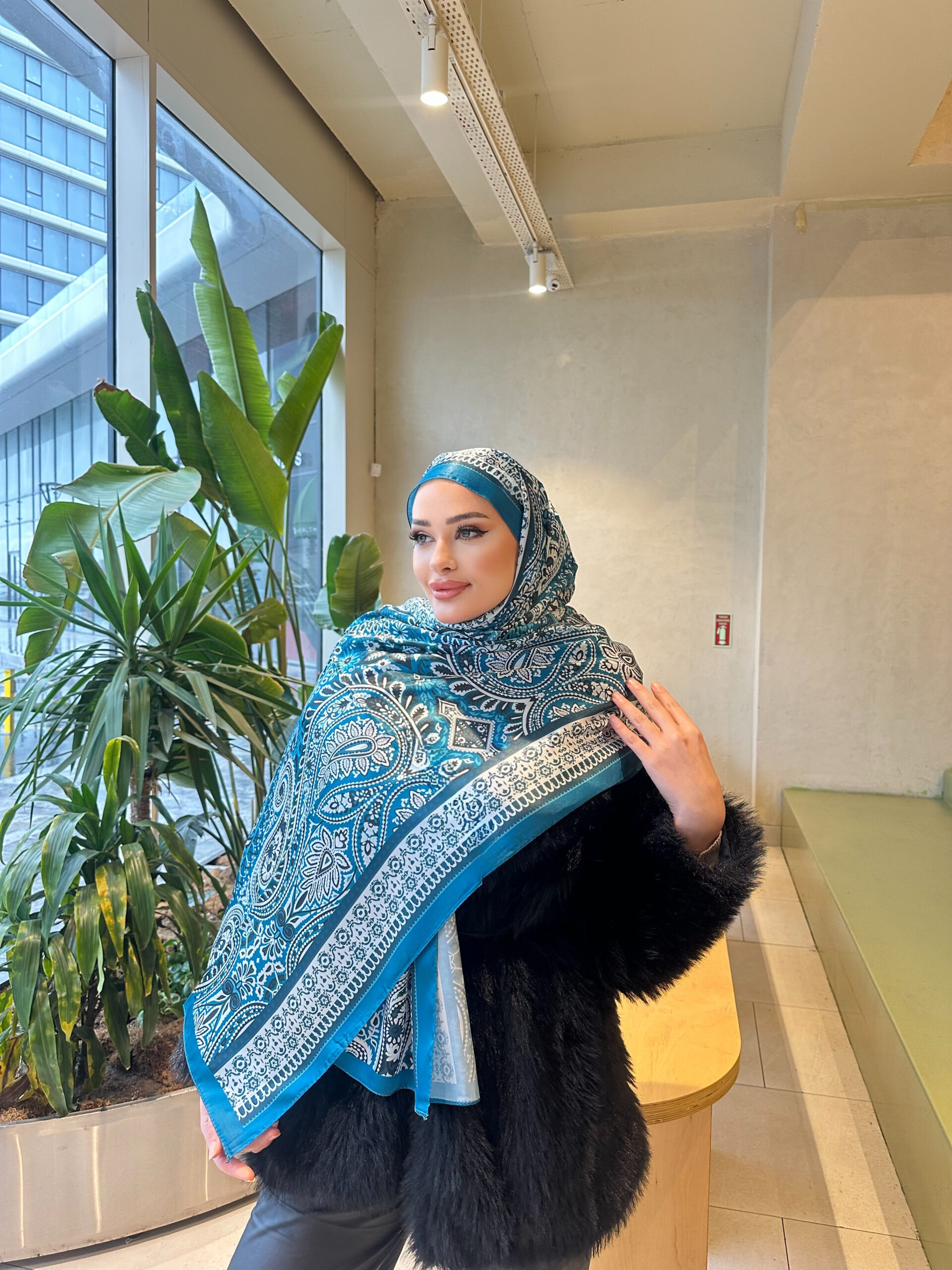 Şehzade Vual İpek Şal 10102 - Petrol - Görsel 3