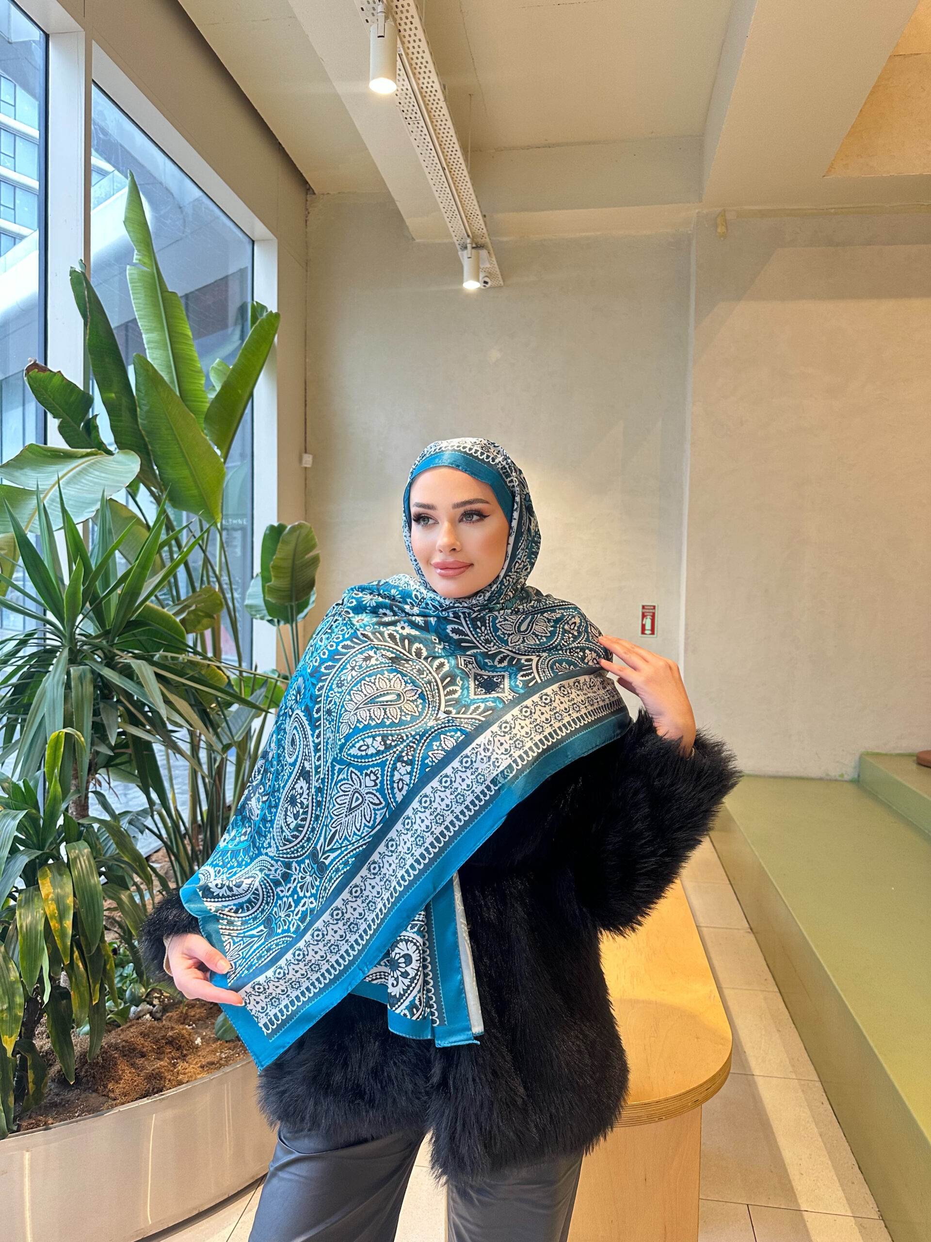 Şehzade Vual İpek Şal 10102 - Petrol