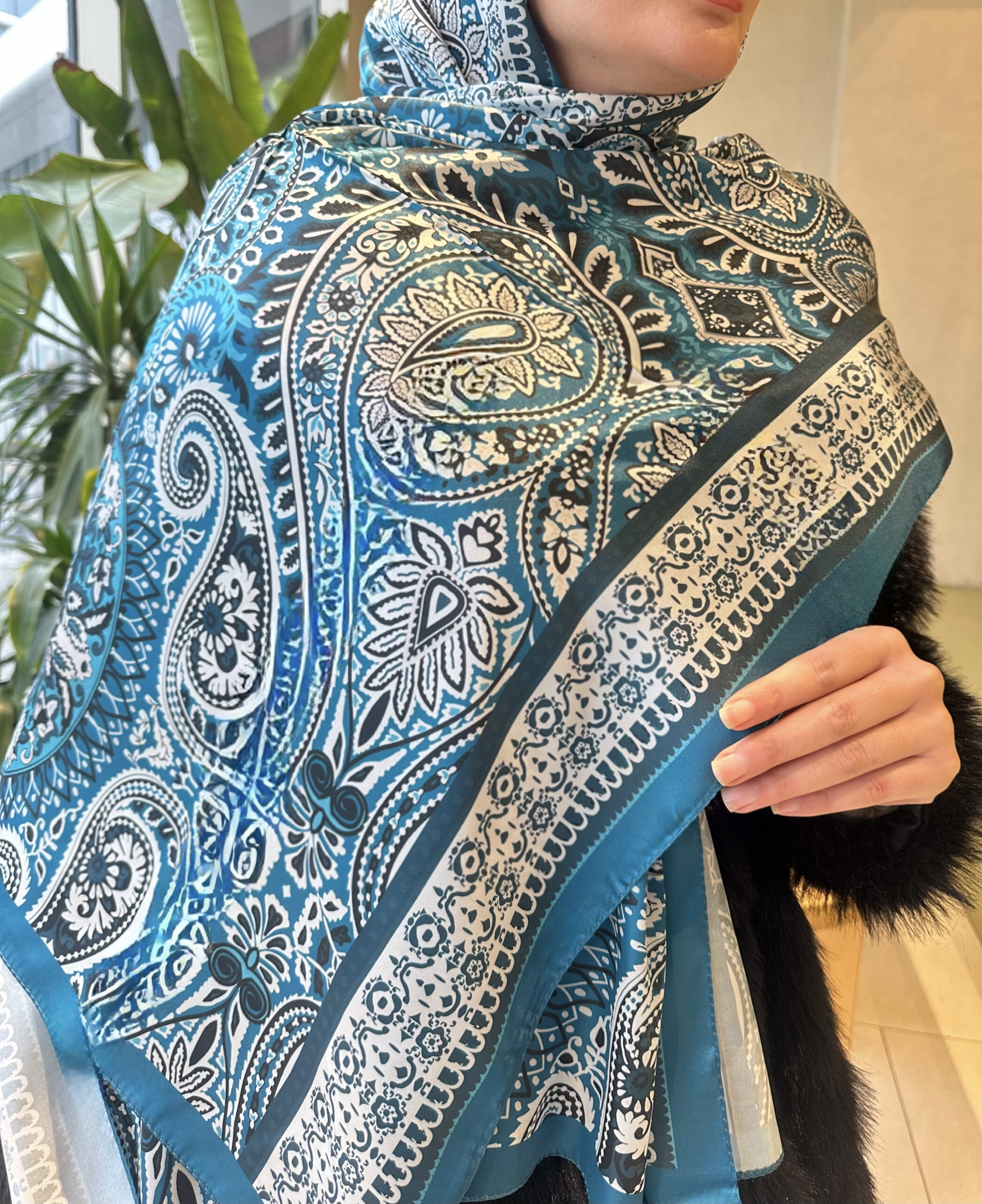 Şehzade Vual İpek Şal 10102 - Petrol - Görsel 2