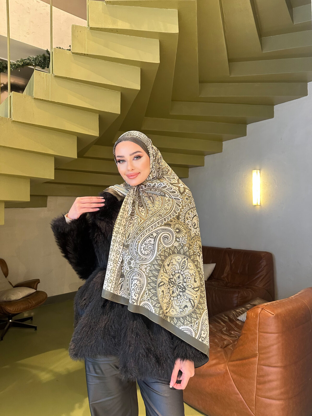 Şehzade Vual İpek Şal 10102 - Çam Yeşili - Görsel 2