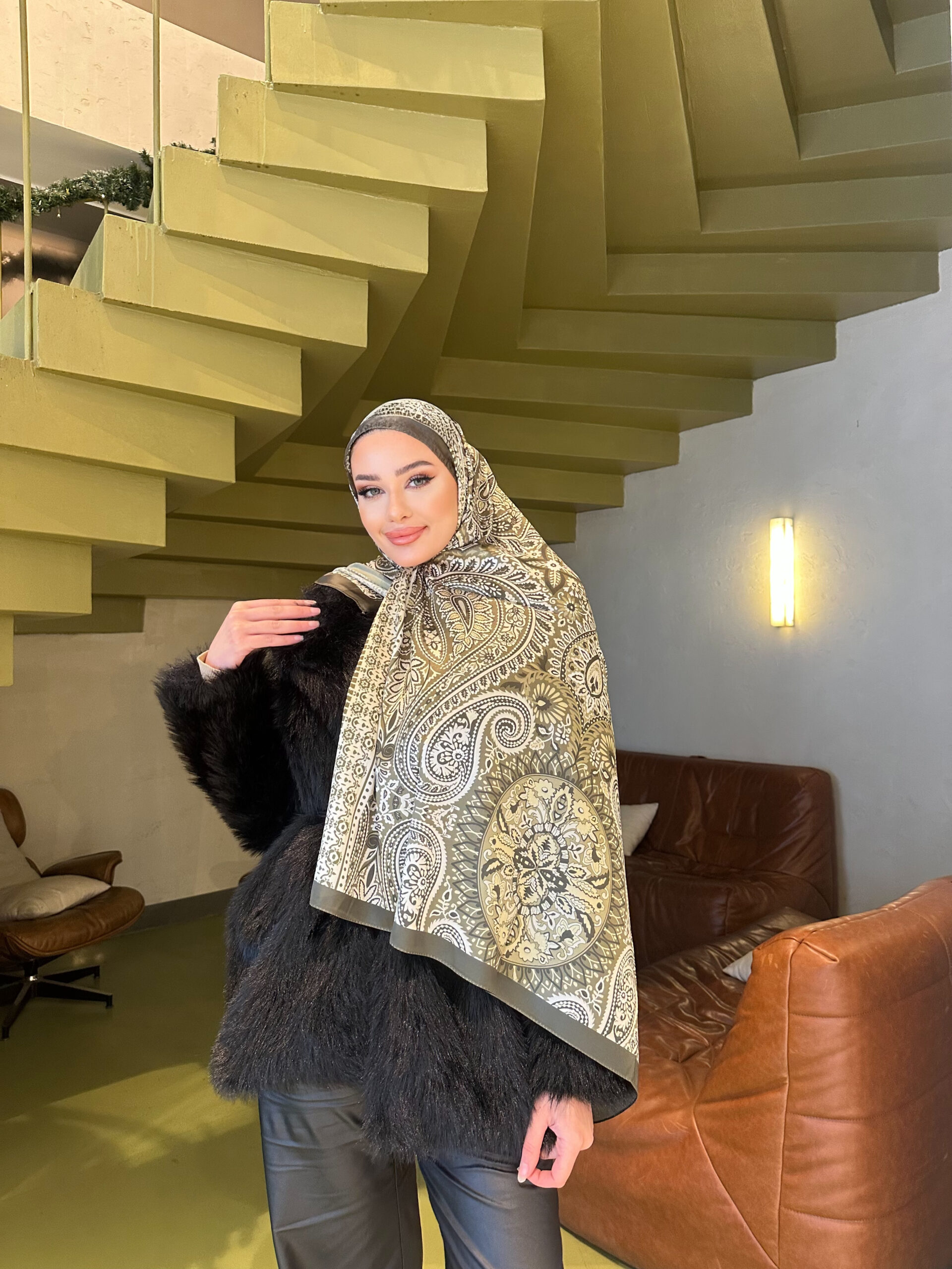 Şehzade Vual İpek Şal 10102 - Çam Yeşili - Görsel 2