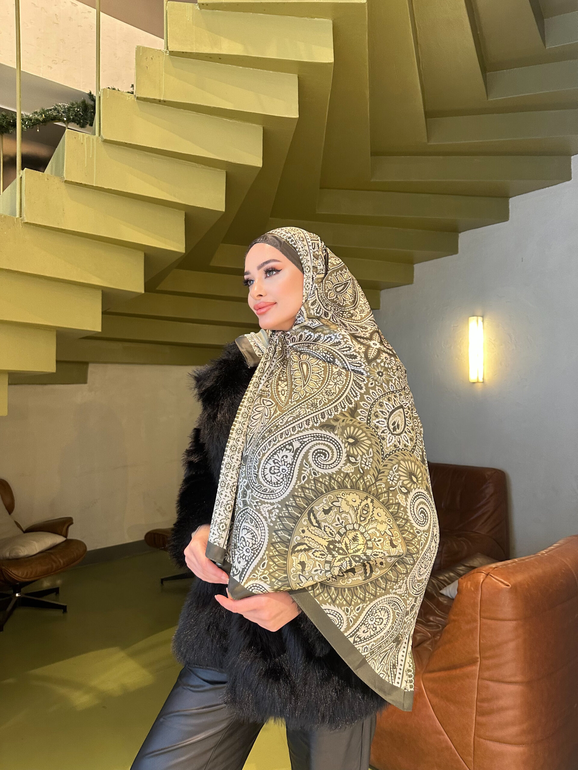 Şehzade Vual İpek Şal 10102 - Çam Yeşili - Görsel 3