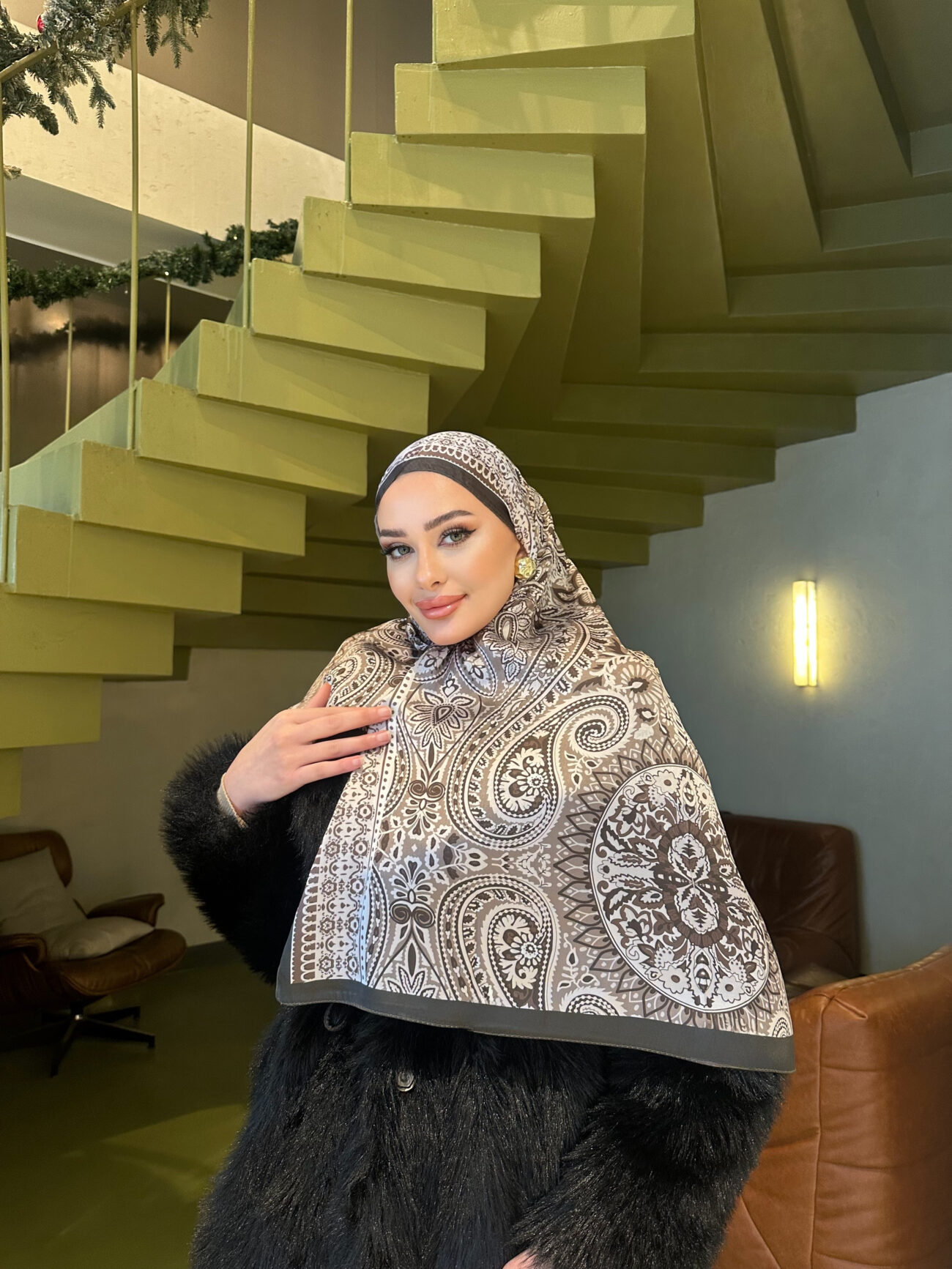 Şehzade Vual İpek Şal 10102 - Haki - Görsel 2